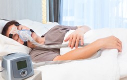 Patient with CPAP device for sleep apnea